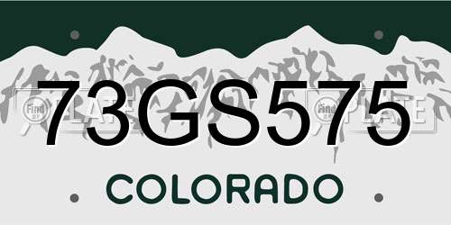 73GS575 Colorado License Plate