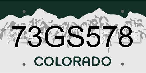 73GS578 Colorado License Plate