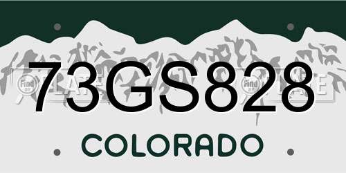 73GS828 Colorado License Plate