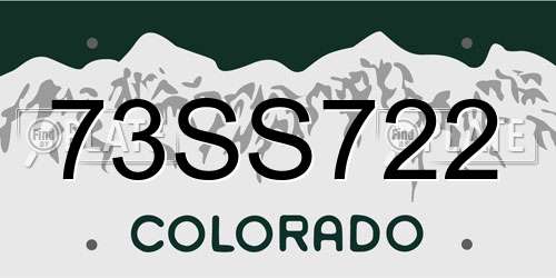 73SS722 Colorado License Plate