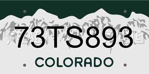 73TS893 Colorado License Plate