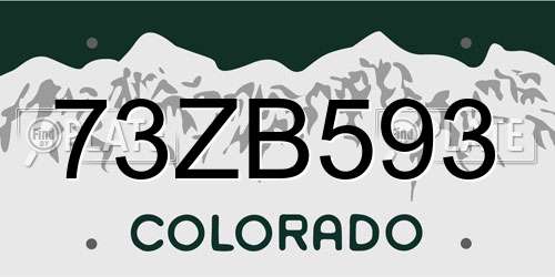 73ZB593 Colorado License Plate
