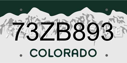 73ZB893 Colorado License Plate