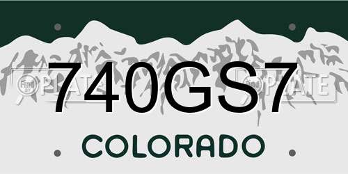 740GS7 Colorado License Plate