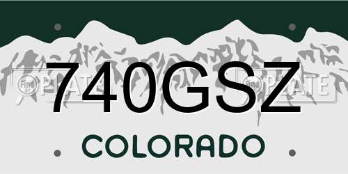 740GSZ Colorado License Plate