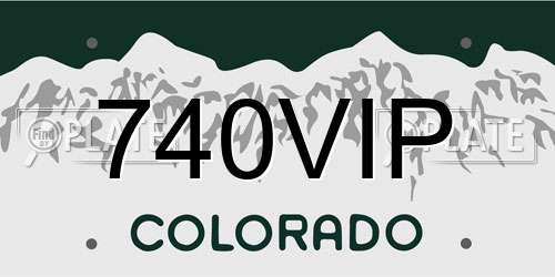 740VIP Colorado License Plate