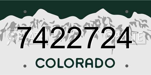 7422724 Colorado License Plate