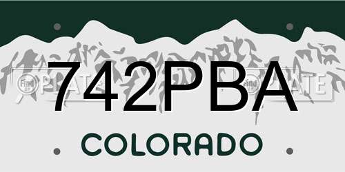 742PBA Colorado License Plate