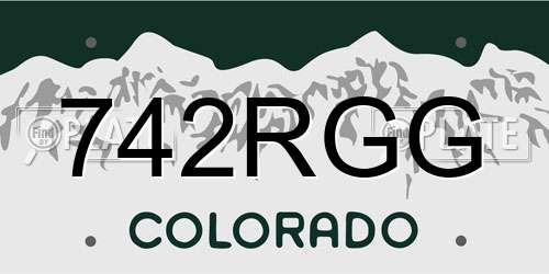 742RGG Colorado License Plate
