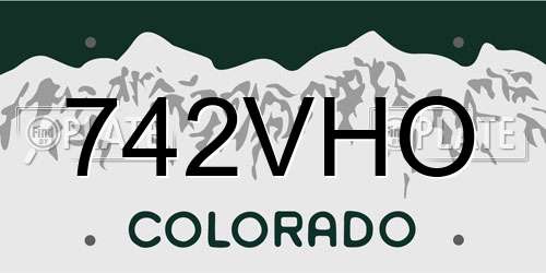 742VHO Colorado License Plate