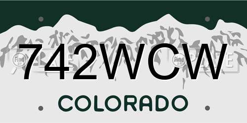 742WCW Colorado License Plate