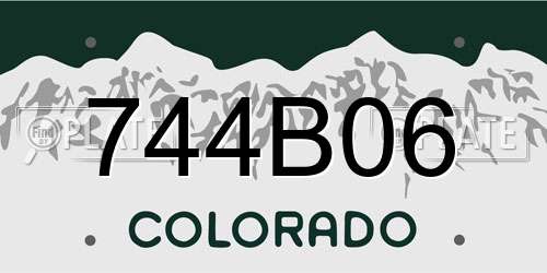 744B06 Colorado License Plate