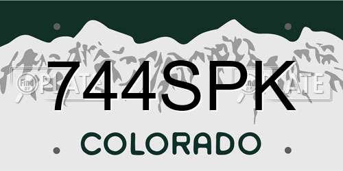 744SPK Colorado License Plate