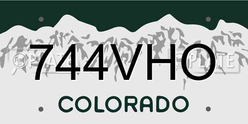 744VHO Colorado License Plate