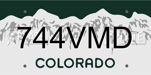 744VMD Colorado License Plate