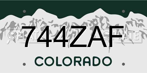 744ZAF Colorado License Plate