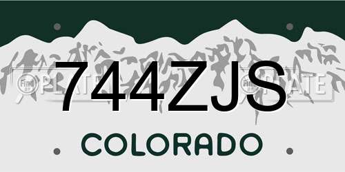 744ZJS Colorado License Plate