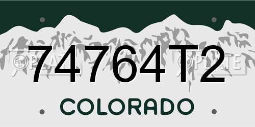 74764T2 Colorado License Plate