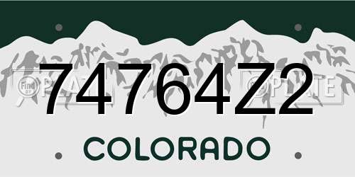 74764Z2 Colorado License Plate
