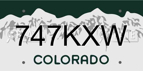 747KXW Colorado License Plate