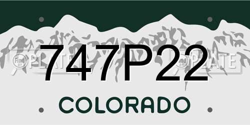 747P22 Colorado License Plate
