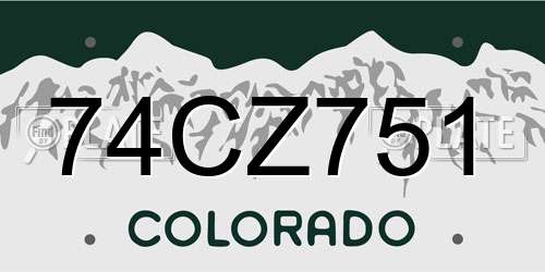 74CZ751 Colorado License Plate