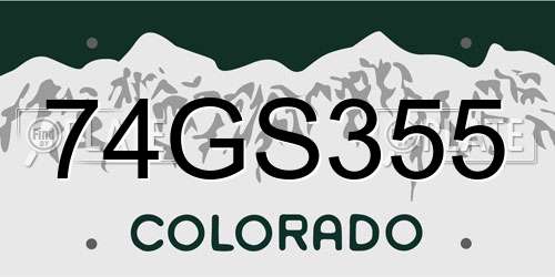 74GS355 Colorado License Plate