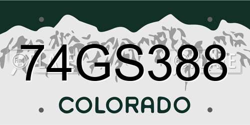 74GS388 Colorado License Plate