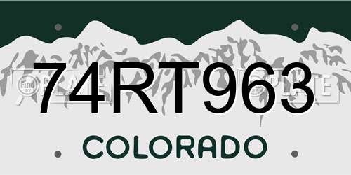 74RT963 Colorado License Plate