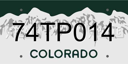 74TP014 Colorado License Plate