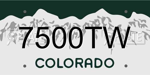 7500TW Colorado License Plate