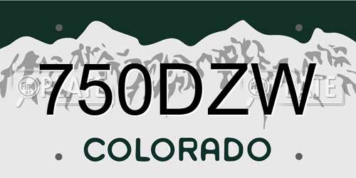 750DZW Colorado License Plate