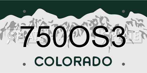 750OS3 Colorado License Plate