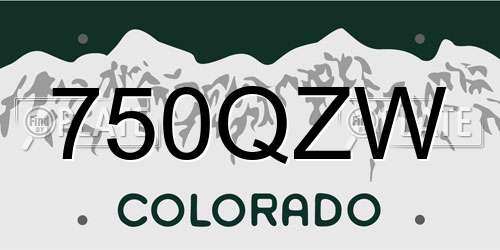 750QZW Colorado License Plate