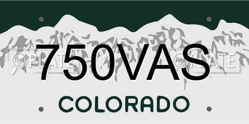 750VAS Colorado License Plate