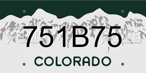 751B75 Colorado License Plate
