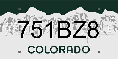 751BZ8 Colorado License Plate