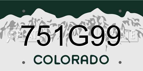 751G99 Colorado License Plate