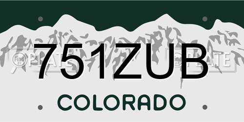751ZUB Colorado License Plate