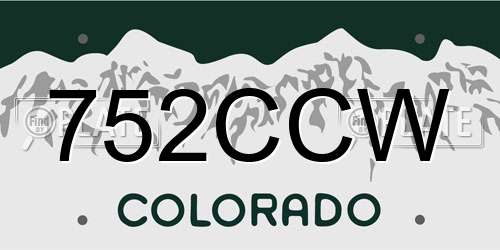 752CCW Colorado License Plate