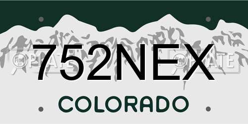 752NEX Colorado License Plate