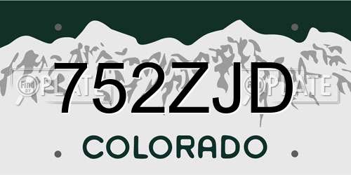 752ZJD Colorado License Plate