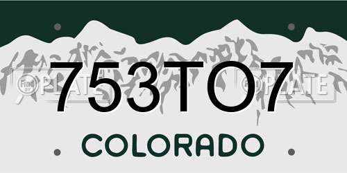 753TO7 Colorado License Plate