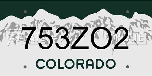 753ZO2 Colorado License Plate