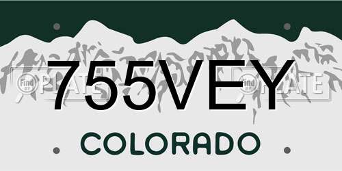 755VEY Colorado License Plate