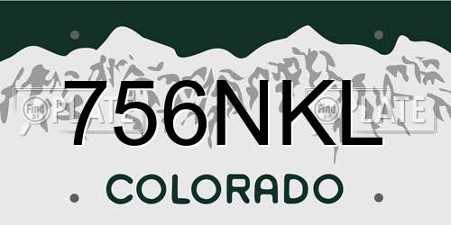 756NKL Colorado License Plate