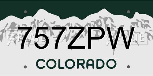 757ZPW Colorado License Plate