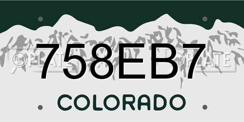758EB7 Colorado License Plate