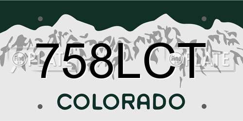758LCT Colorado License Plate