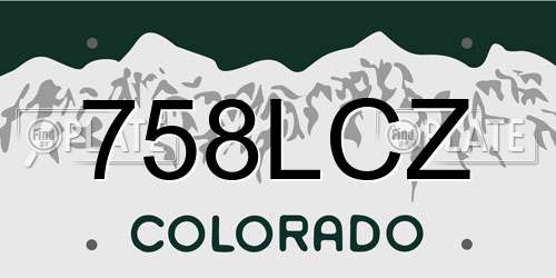 758LCZ Colorado License Plate